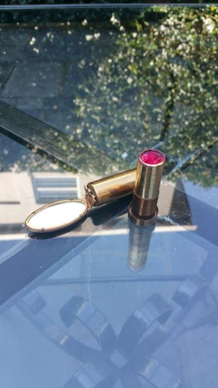 Vintage French Lipstick Tube with Mirror Signed Brevlte S.G.D.G and Compact