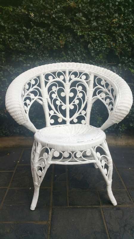 1970'S Vintage Wicker Armchair with Heart Design