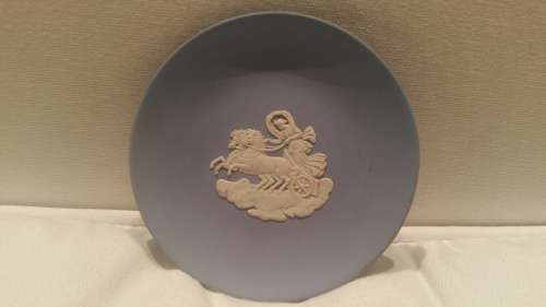 FOR CHANTAL ONLY An Blue and White Jasper WareWedgwood Pin Tray: Woman on a Chariot