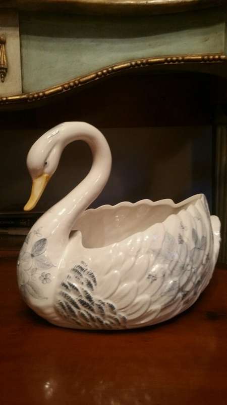 A Large Porcelain Swan, Possibly Portuguese Casa Pupo