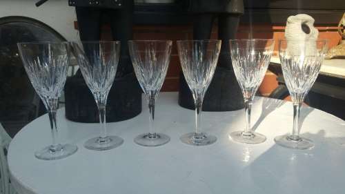 Staurt Crystal: 6 White Wine Glasses Madison Pattern