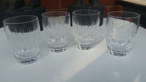 Stuart Crystal: 4 Water Tumbles Glasses Madison Pattern. 1 with minute chip to rim