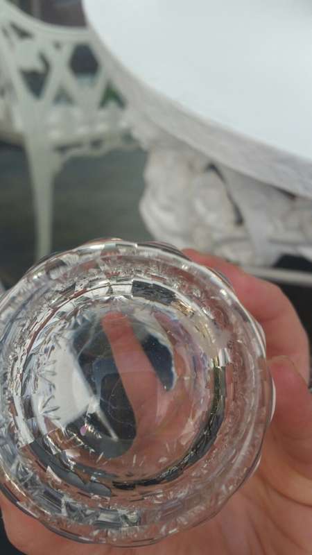 Stuart Crystal: 4 Water Tumbles Glasses Madison Pattern. 1 with minute chip to rim