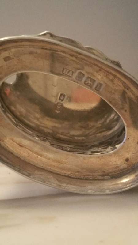 A Stunning Adkin Bros Silver Mustard pot with Blue Glass Liner. Sheffield 1903