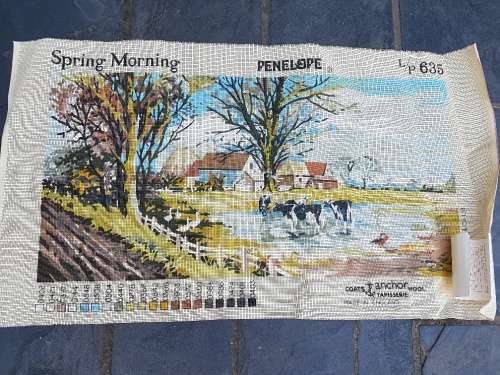 An English Made Coats &Anchor Wool Tapestry Canvas "Spring Morning"