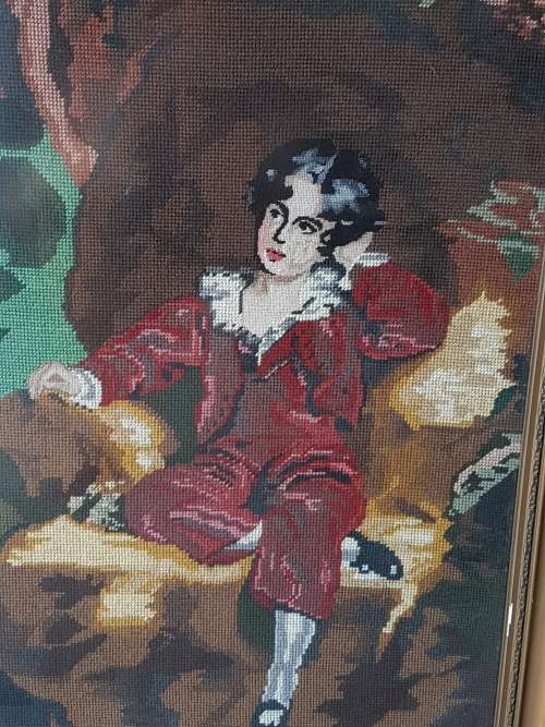 FOR TANYA ONLYA Gilt Framed Vintage Tapestry of The Red Boy