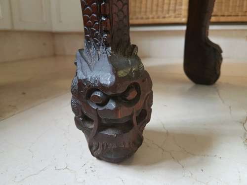 RESERVED FOR SHRISTI Carved Wooden Mother of Pearl inlaid Chinese Chair