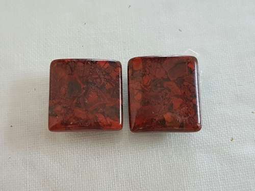 Brecciated Jasper 2 Rectangular Shaped Stones 1.5cm x 1.2cm