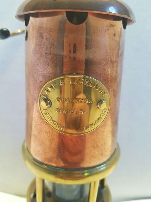 A Vintage Copper and Brass Miners Lamp Hockley Lamp and Limelight Co
