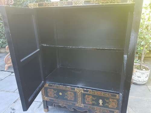 RESERVED FRO SHRISTI Chinese Lacquer and Hard Stone & Mother of Pearl Inlay Cabinet
