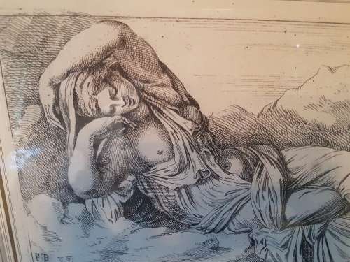A Lovely Pair of Etching/Prints of Women in Impressive Frames Signed FB. 88 AND FB90