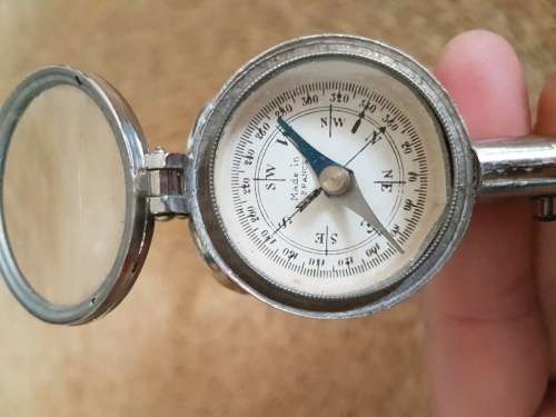 Vintage French Compass Field Mirror Magnifying glass binocular combination tool