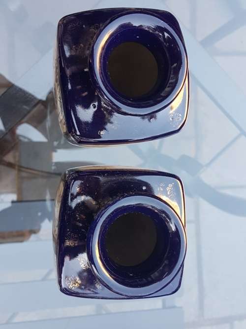 A Pair of Cobalt Blue Satsuma Vases