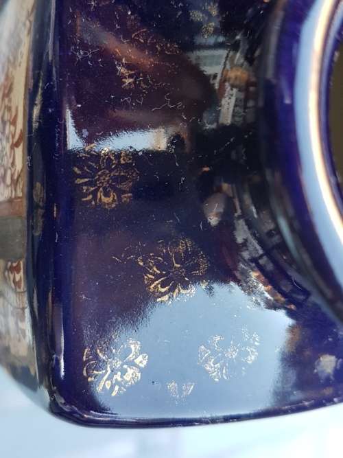 A Pair of Cobalt Blue Satsuma Vases