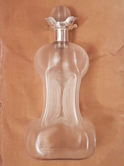 Outstanding A Must See Vintage Mappin and Webb Glug Glug Decanter with Ribbed Glass Silver Collar