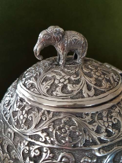 Late 19th C Indian Coin Silver Three Piece Tea Set 690grams