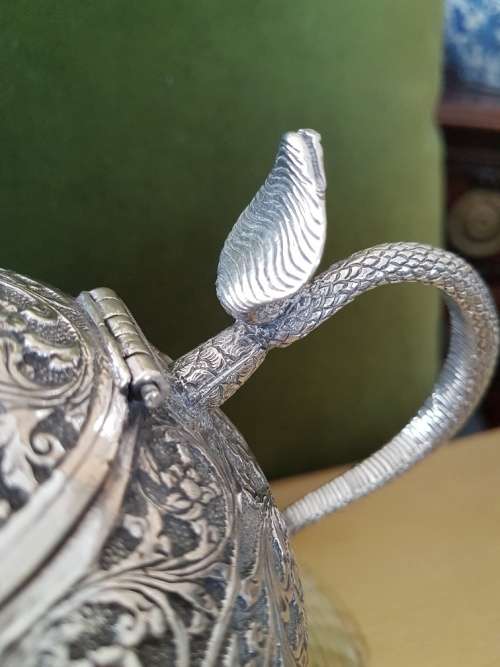 Late 19th C Indian Coin Silver Three Piece Tea Set 690grams