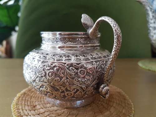 Late 19th C Indian Coin Silver Three Piece Tea Set 690grams