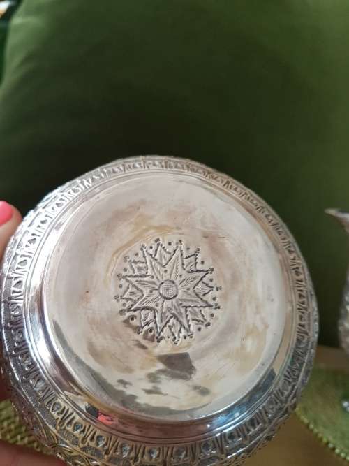 Late 19th C Indian Coin Silver Three Piece Tea Set 690grams