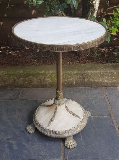 Outstanding Brass and Onyx and Marble Top Side Table!