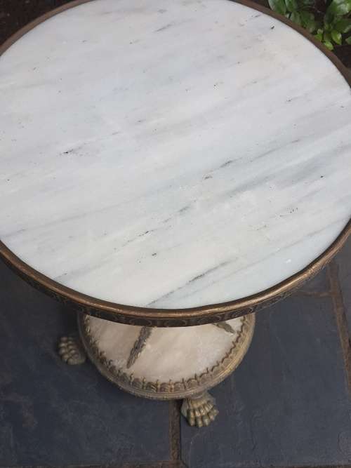 Outstanding Brass and Onyx and Marble Top Side Table!