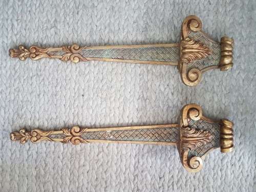 Stunning! A Pair Of French Style Gilt and Sage Green Wall Sconces