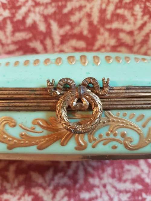 Stunner! Serves Porcelain and Ormolou Mounted Trinket Box Painted with Flowers