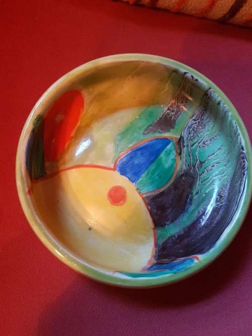 Clarice Cliff Bizarre Pin Dish Hand Painted Newport Pottery 9cm diameter