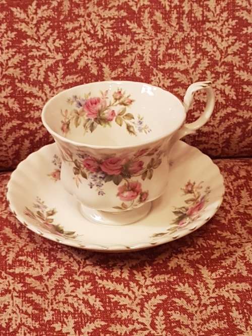 For Lindsay Only Royal Albert Moss Rose Tea Cup and Saucer