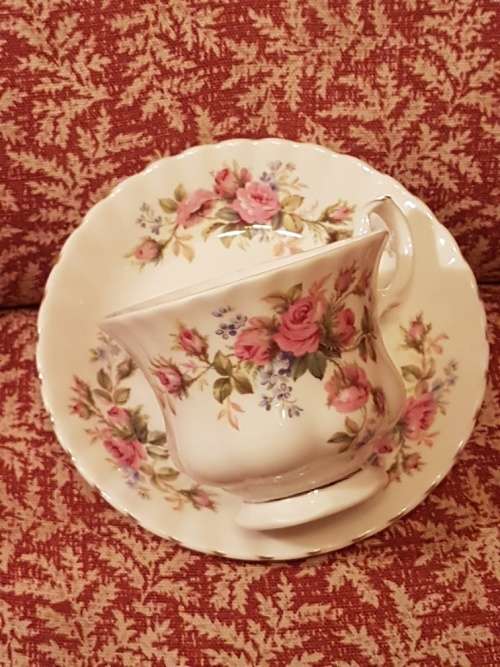 For Lindsay Only Royal Albert Moss Rose Tea Cup and Saucer