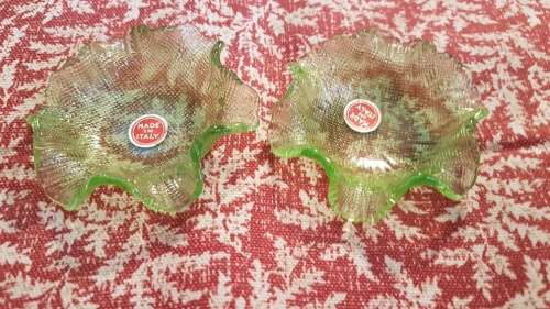 Gorgeous! A Pair of Green Venetian Salts with fluted Edge