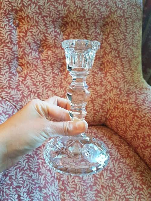Crystal Candle Stick with Rose Pattern
