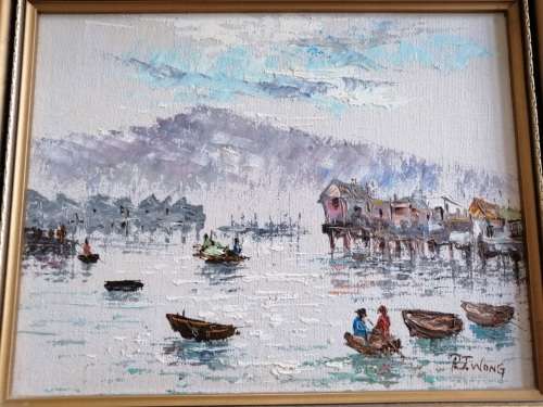 3 x P J Wong Paintings of Boats