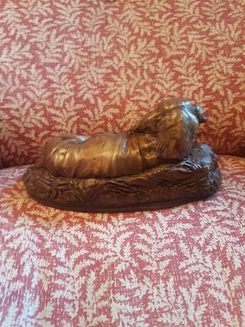 E. Fremiet Cast Bronze of a Reclining Bloodhound No 81
