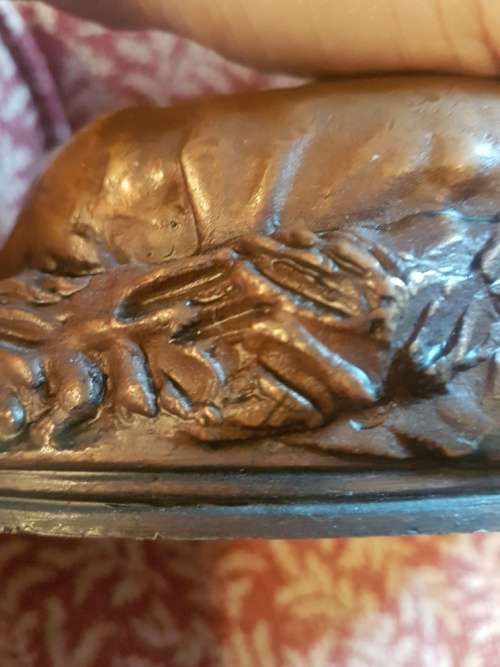 E. Fremiet Cast Bronze of a Reclining Bloodhound No 81