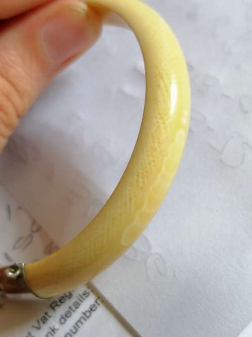 A Vintage Elephant Hair, Ivory and Silver Bangle Not for Export