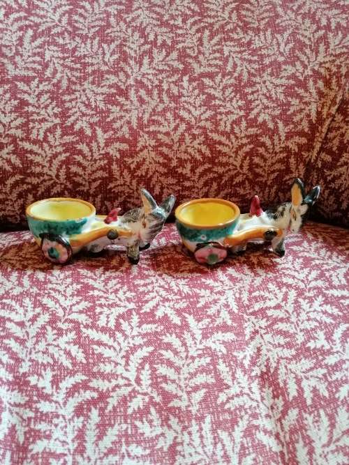 A Pair of Italian Hand Painted Donkey Salts