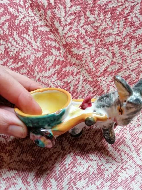 A Pair of Italian Hand Painted Donkey Salts