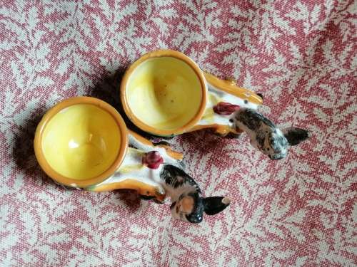 A Pair of Italian Hand Painted Donkey Salts