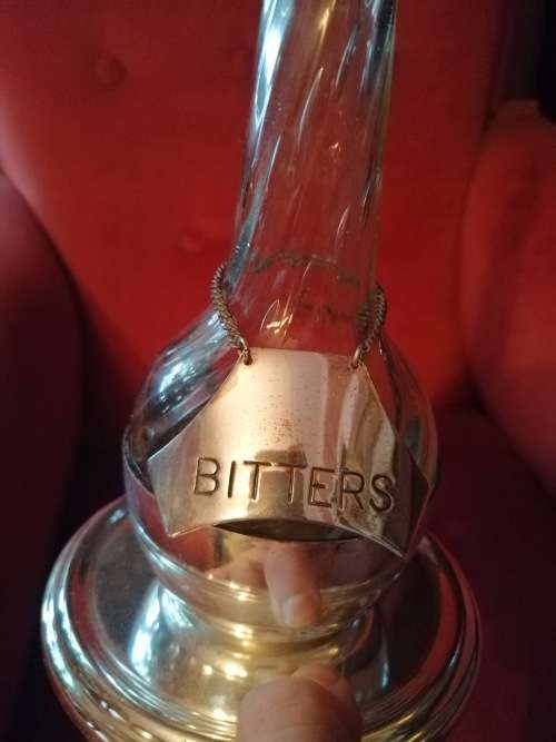 Outstanding! Silver Plated Seranco Bitters Decanter and Label