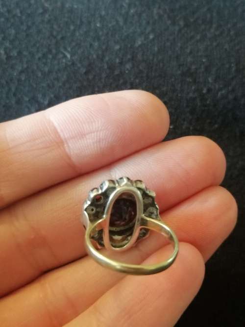 Vintage Silver and Gold Garnet Ring