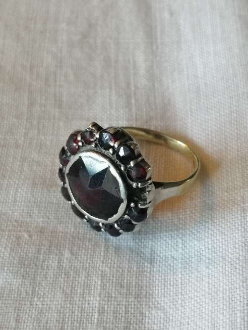 Vintage Silver and Gold Garnet Ring