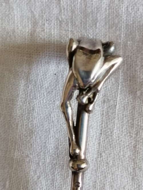 Patrick Mavros Silver novelty spoon decorated with a frog