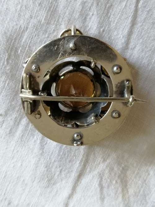 Outstanding Celtic Silver and Citrine Brooch/ Pendant