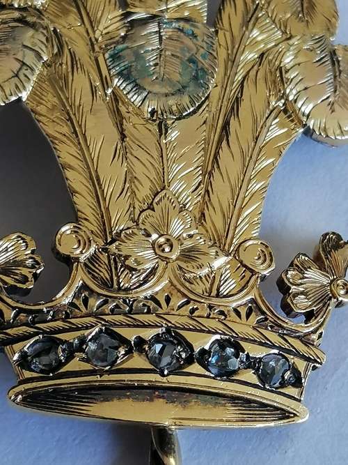 18ct Yellow Gold and 9ct Yellow Gold Cravat Pin With Rose Cut Diamonds With Ducal Coronet