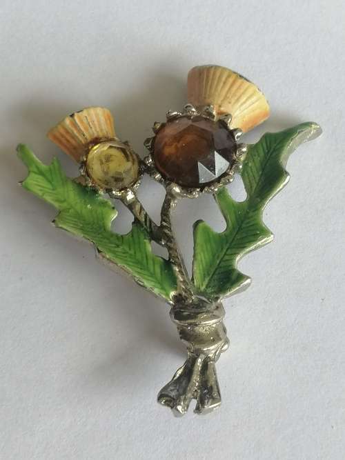 Hollywood Thistle Brooch with Rhinestones
