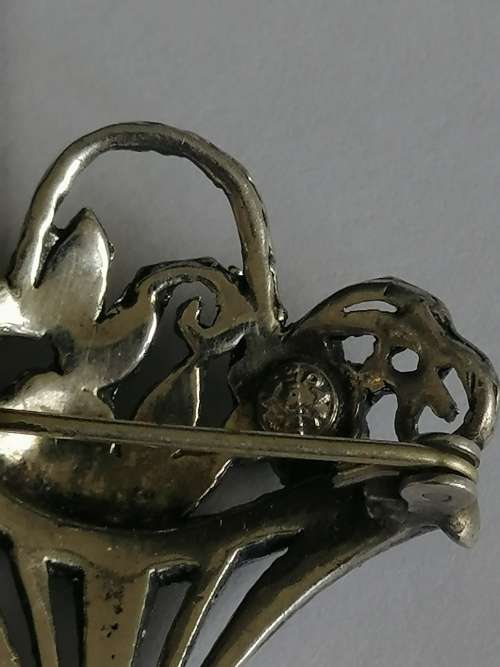 Silver and Marcasite Flower Basket Brooch
