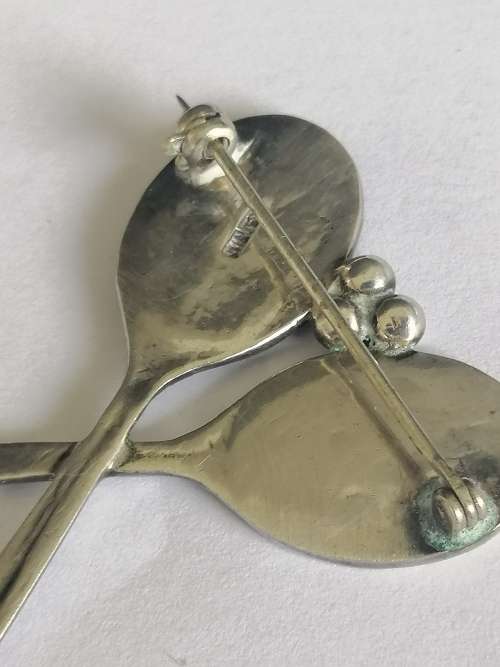 Silver Tennis Brooch with Raquets and Balls