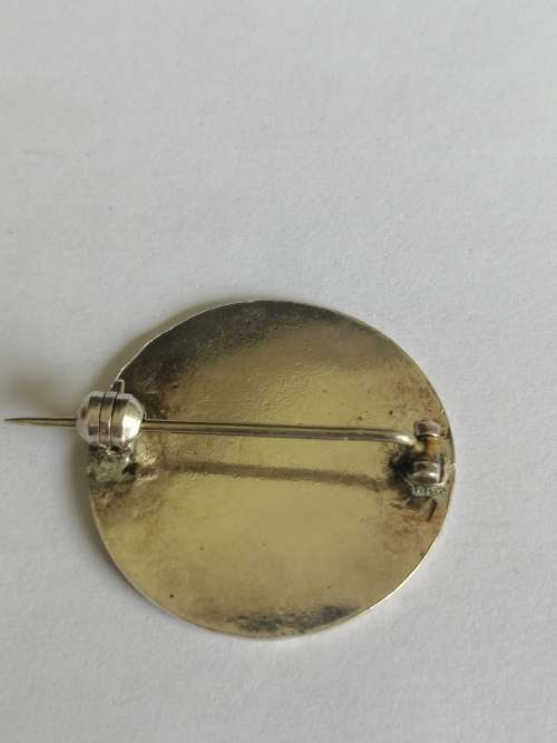 Silver Circular Brooch With a Lady`s Profile