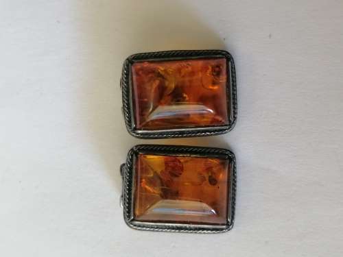 Amber Earrings Set In Silver